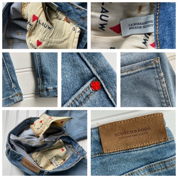 Scotch & Soda Amsterdam Blauw Denim Skinny Jeans Blue Size 25W 32L LA BOHEMIENNE - Picture 6 of 10